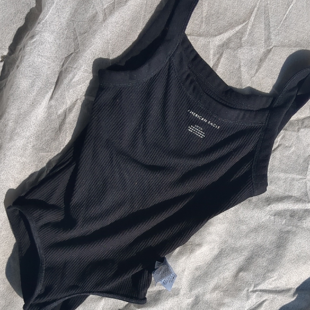 American Eagle Outfitters Black Ribbed Bodysuit